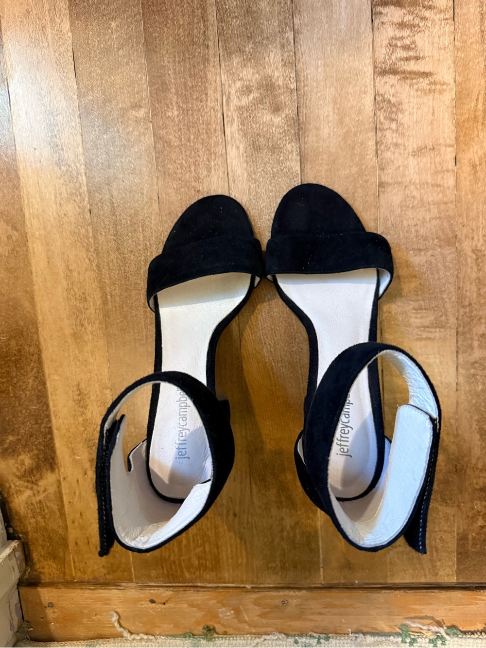 Jeffrey Campbell Black Suede Open-Toe Ankle-Strap Heels